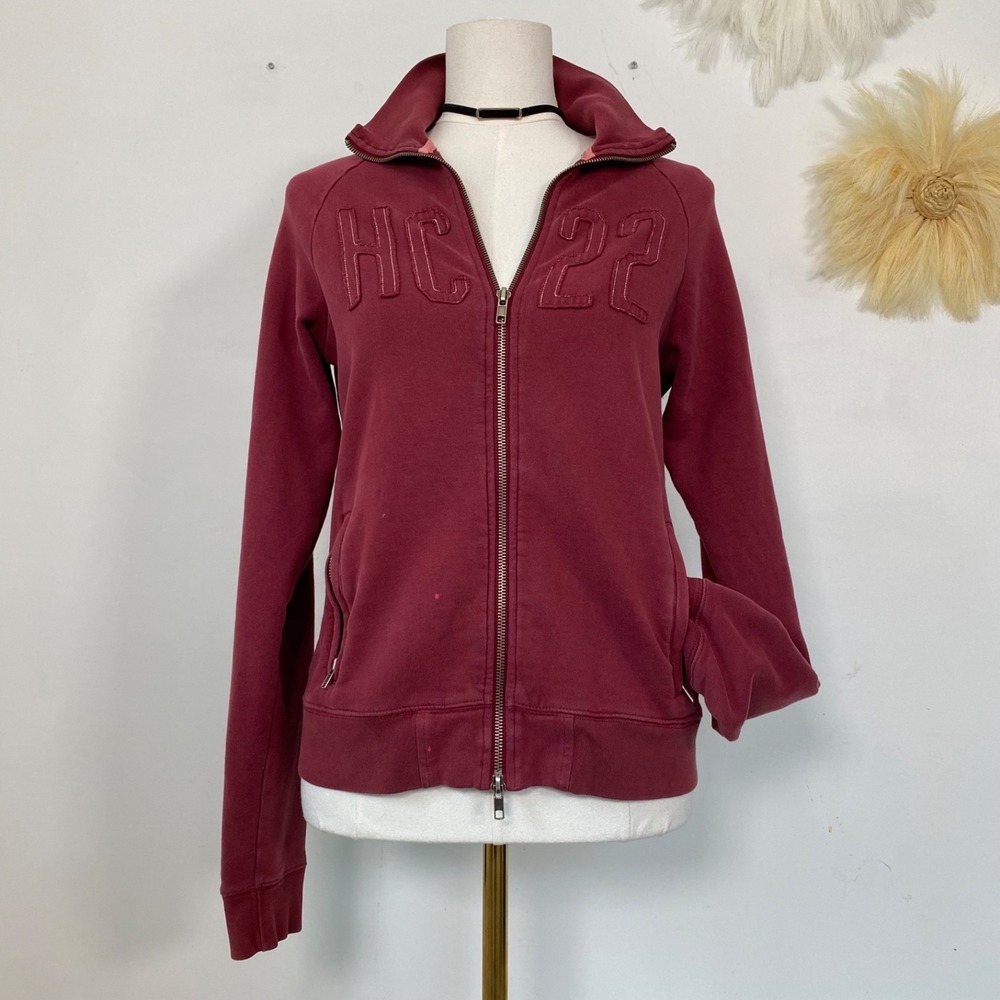 Vintage Hollister Womens Y2K Zip Up Sweatshirt Size XL Streetwear Grunge Preppy